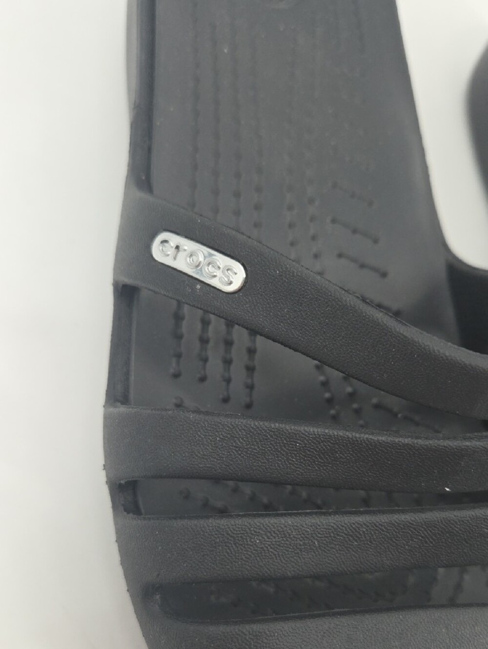 Black CROCS Strappy Slide Sandals - Picture 2 of 16